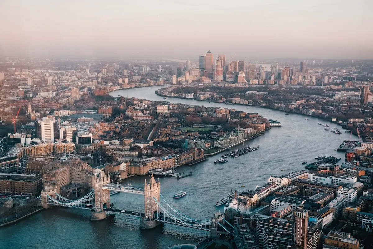London skyline at sunset
